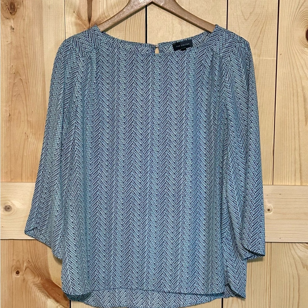 The Limited Blue Herringbone Blouse